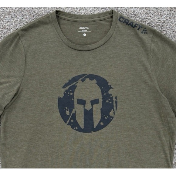 CRAFT SPARTAN Performance Tee Mens Size XL Army Green Athletic Fit Run Bike Race - Picture 2 of 8